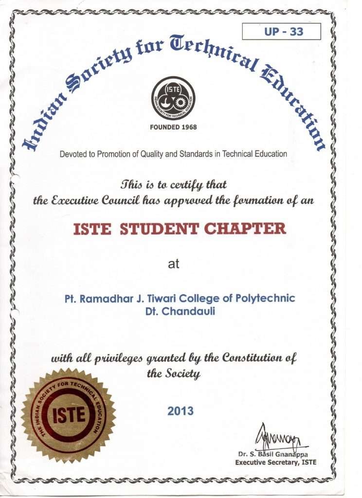 certificate iste student chapter